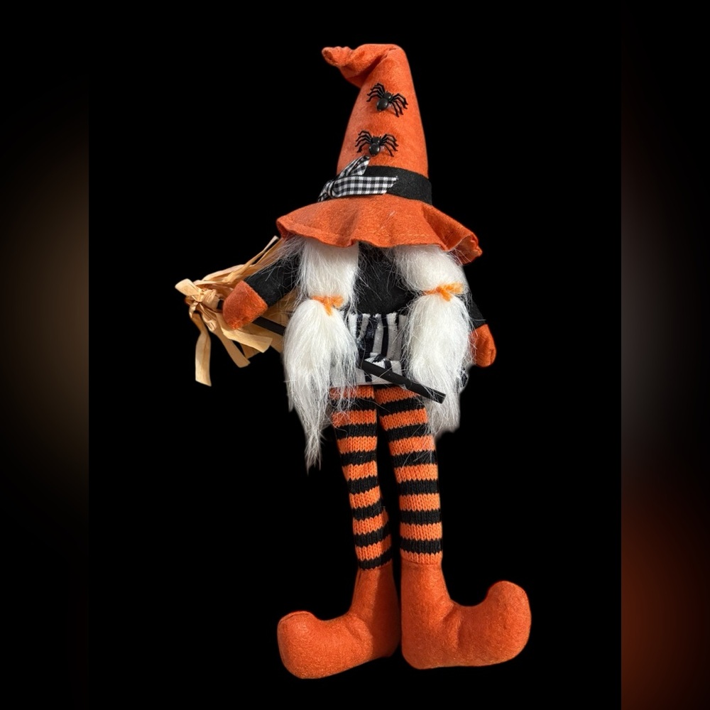 Orange‎ and Black Halloween Witch Gnome Decor